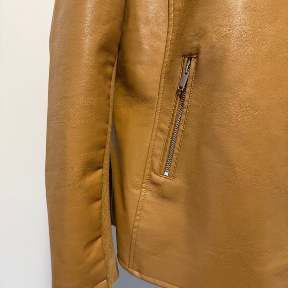 NWT Lane Bryant Brown Sugar Asymetrical Zip Faux Leather Moto Jacket 14/16 - Picture 5 of 14